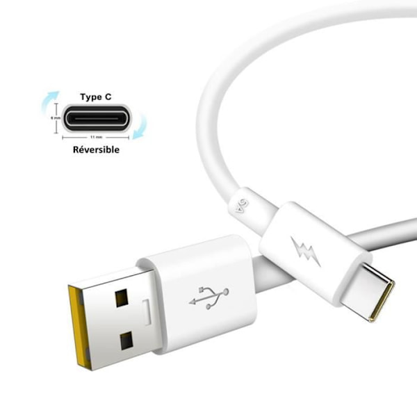 För Xiaomi Mi 9 SE: Fast Charge 5A-certifierad USB-C-kabel Vit