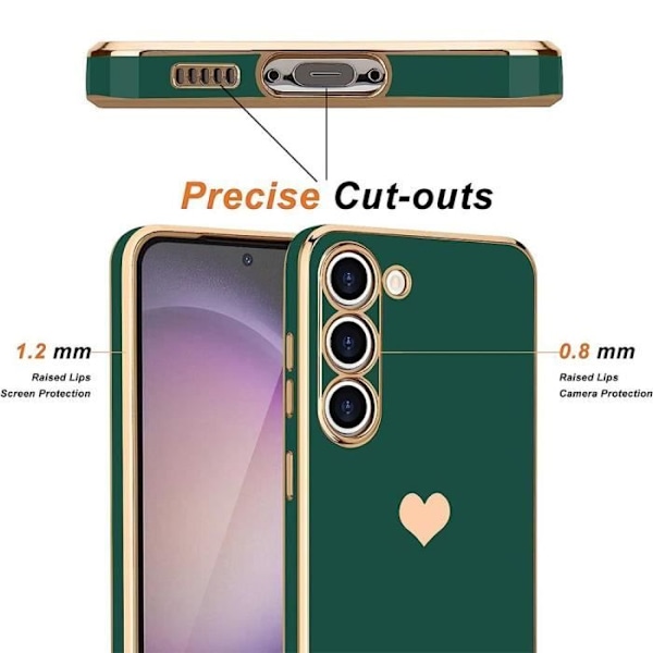 Etui til Samsung Galaxy S24 FE - BOOLING - Hjertemønster Anti-ridse Blød TPU Midnight Green Nattgrönt