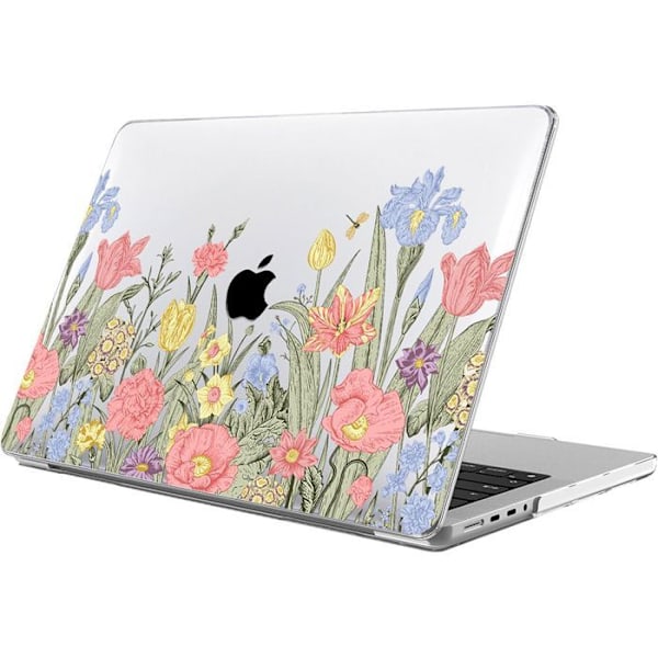 Fodral för MacBook Air 15 Tum M4 M3 M2 2025 2024 2023, Lätt Hårdskydd Halkfri Blommönster Gul, Rosa