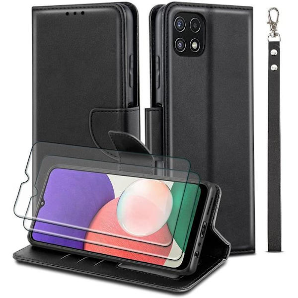 Coque - Luxe - Samsung Galaxy A22 5G - Full Protection - Mjuk - Syntetiskt läder PU Svart