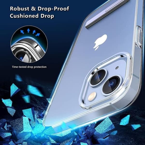 Transparent silikonfodral för iPhone 15 Plus, skydd med telefonhållare Klar, Silver