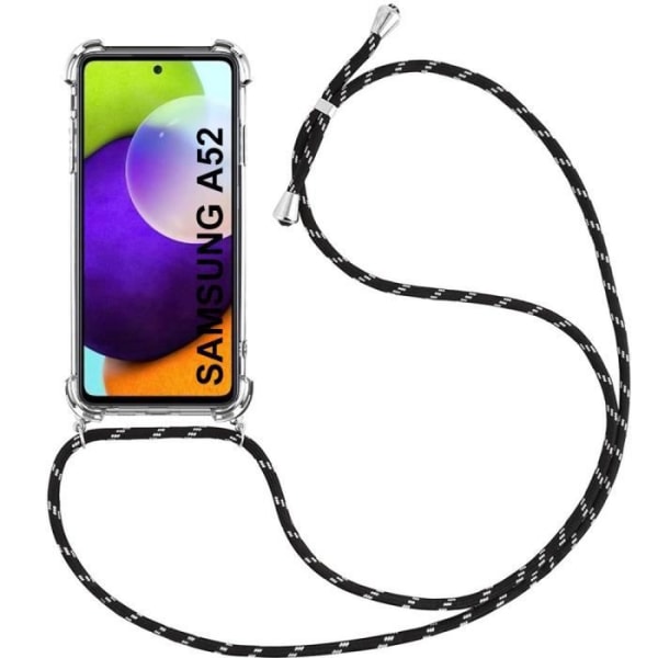 Fodral för Samsung A52 5G (6,5") Förstärkt skydd Anti-skrapa hörn Transparent Flexibel Tunn + Axelrem Svart