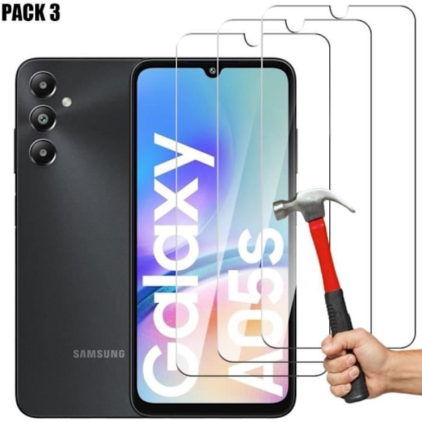 [3 stycken] Härdat glas för Samsung Galaxy A05s - A05, 9H Stötsäkert transparent skärmskydd Transparent