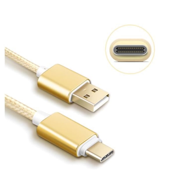 USB-C-kabel för OnePlus 8 -OnePlus 8 Pro-OnePlus 8T -OnePlus Nord N10 5G - Guldnylon 1 meter - Yuan Yuan