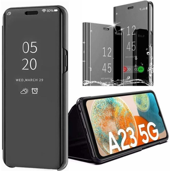 Etui til Samsung Galaxy A23 5G-4G Anti-Shock Spejleffekt Design Fuld beskyttelse Sort Svart