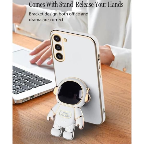 Etui til Samsung Galaxy M13 4G-M23 5G, ultra tynd stødsikker beskyttelse med justerbar 3D Astronaut Holder Hvid Vit