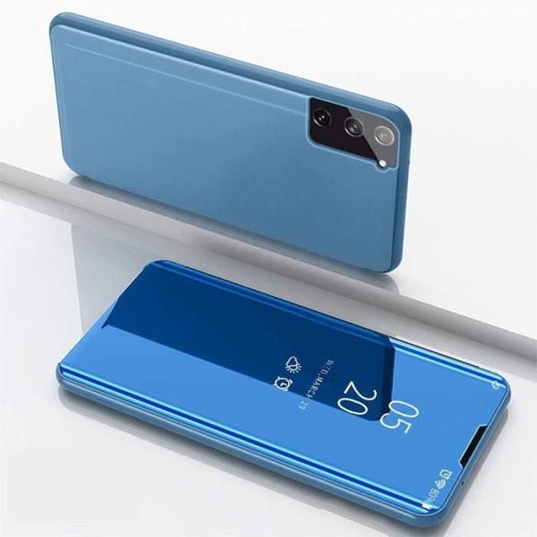 Etui til Samsung Galaxy A35 5G - Blå - Chrome Effect Mirror Smart Case Bumper 360° stødsikker Blå