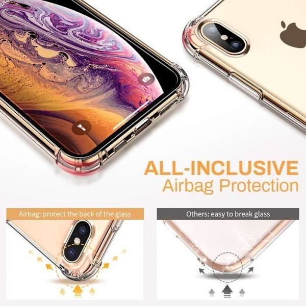 HK14652-iPhone Xs-X fodral, [Anti-Drop][Crystal Clear]Airbag Absorption Bumper Kudde, Anti-Scratch Clear Back för i
