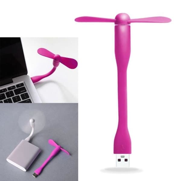 Mini USB Flexibel Fläkt - YIOU - Rosa - 22 dB - 14 cm Lång - Tyst Ros