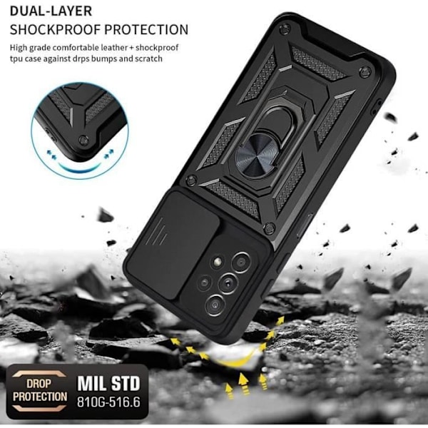 Skyddspaket - PROSHOP - för Samsung A33 5G - 2 Härdade glas - Stöttålig skal - Rep-resistant svart Svart