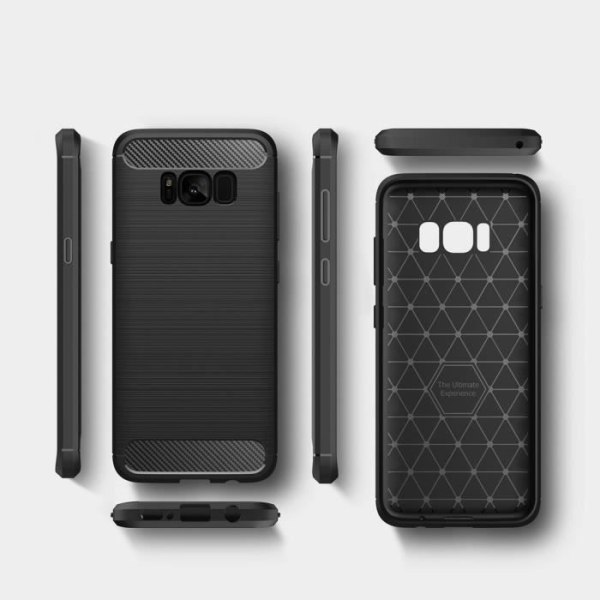 För Samsung Galaxy S8+ Plus SM-G955F 6,2" CASE Kolfibermönster Slim Mjuk Silikon TPU Gel Skydd - Svart