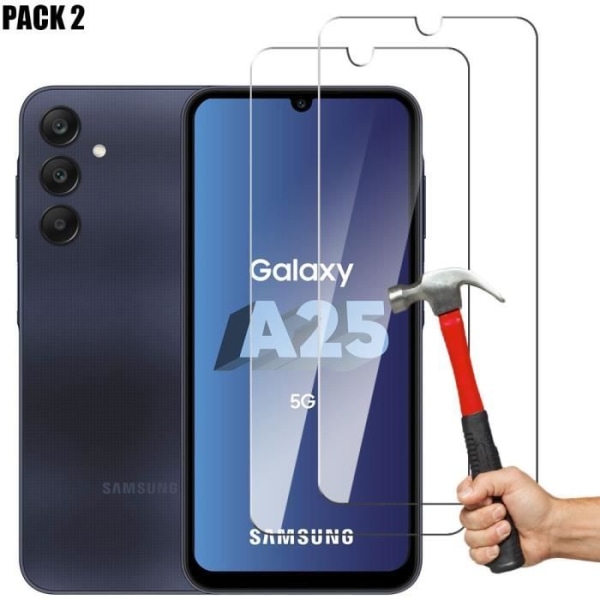 [2 stycken] Härdat glas för Samsung Galaxy A25 5G, genomskinligt skärmskydd mot repor Transparent