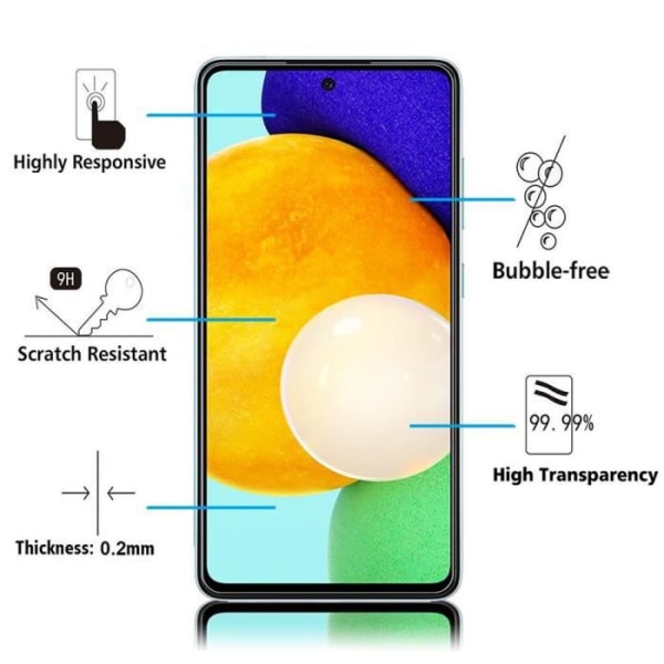 För Samsung Galaxy A52- A52 4G- A52 5G 6,5": 1 skärmskyddsfilm av härdat glas