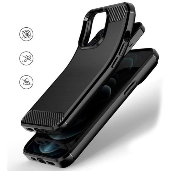 Skal till iPhone 12 Pro (6,1") Carbon Effect Elegant Anti Shock Black Svart