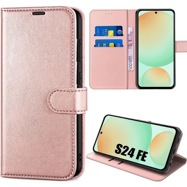Fodral för Samsung Galaxy S24 FE (ej för S24), skyddande klaff Anti-skrapa Stötsäkert mjukt syntetiskt läder - Rosa