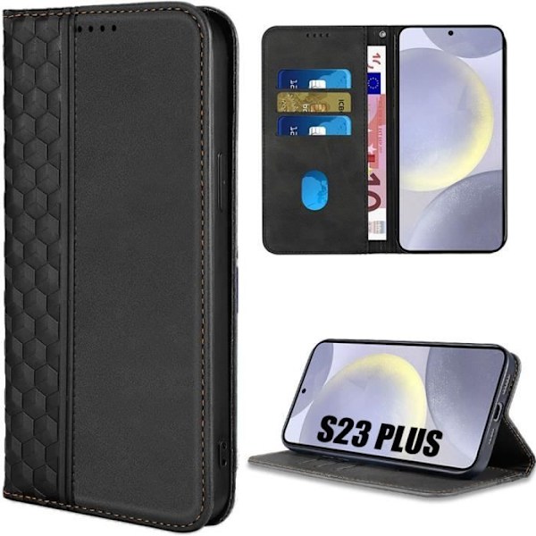 Skyddsfodral - Samsung - Galaxy S24 Plus - PU-läder och TPU - 3D-diamantmönster - Svart Svart