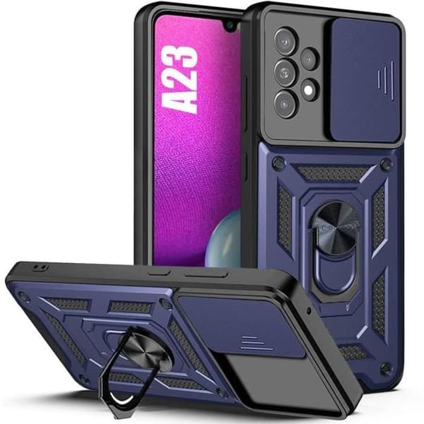 Coque - BOOLING - för Samsung Galaxy A23 5G - Stötsäker - Bakre ringstöd - Marinblå marinblå