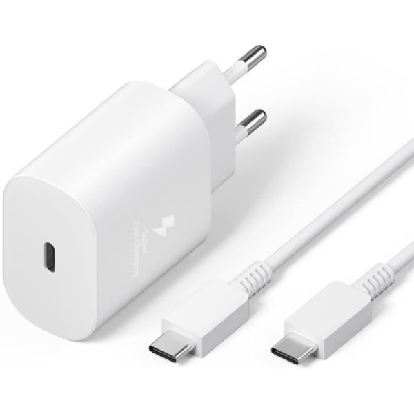 Chargeur rapide 25w + câble Usb-c Usb-c pour Samsung S21 Fe 5g / S21 / S20  Fe / S20 / Note 20 / A52 / A72