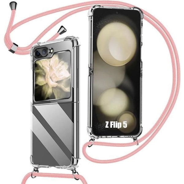 Skyddsgalge - BOOLING - Samsung Galaxy Z Flip 5 - Mjuk - Transparent - Rosa Transparent, Rosa