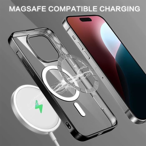 Cover til iPhone 16 Plus med magnetisk cirkel stødsikker beskyttelse Transparent sort blank kontur