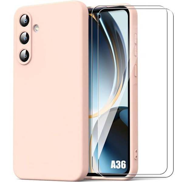Coque för Samsung Galaxy A36 5G, Mjuk Skydd Rosa + 2 Härdat Glas - BOOLING® Rosa
