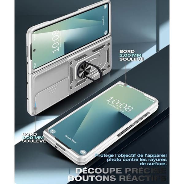 Skydd för Samsung Galaxy Z Fold 8 Ultra, Stötsäker Hård Bumper med Stöd - Silver - 2 Härdat Glas Silver
