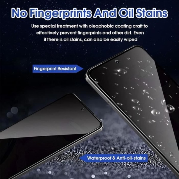 2 Anti-Spy härdade glasögon för Samsung Galaxy A05 Stötsäkert skydd Svart