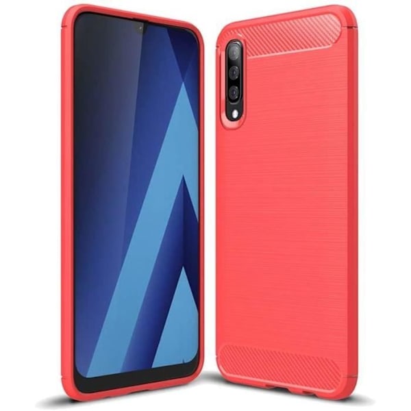 Skyddshölje - PROSHOP - för Samsung Galaxy A70 - Kolfiberlook - Stötsäker - Röd Röd