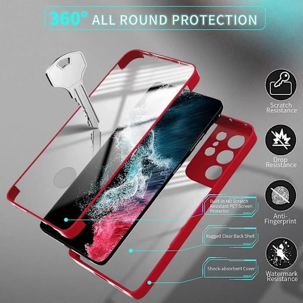 Fodral för Samsung S21 Ultra (6,8") Röd Styv Anti-Scratch 360 graders skydd Solid Tjockt