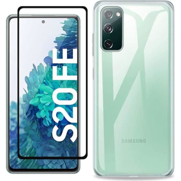 Härdat glasfilm + telefonfodral skal för Samsung Galaxy S20 FE 5G / S20 Lite , genomskinlig silikon TPU