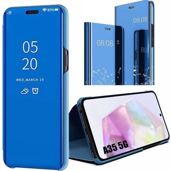 Skyddsskal - Booling - för Samsung Galaxy A35 5G - Blå - Spegelkromad Effekt - Stötsäker Blå