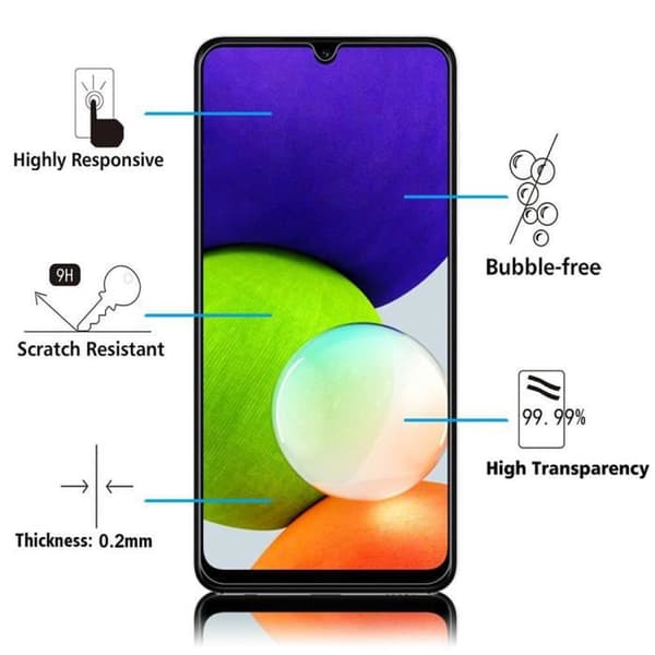 Skyddsplast - VCOMP - Pack om 2 - Härdat glas - Samsung Galaxy A22 4G - Repbeständig VIT