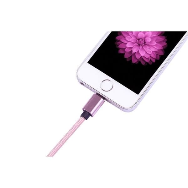 PLATYNE USB-kabel för iPhone 5/6/7/8/X - 2A - Rosa