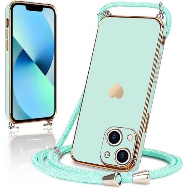 Skyddshell - PROSHOP - iPhone 13 - Turkos - Hjärtmönster - Mjuk Turkos