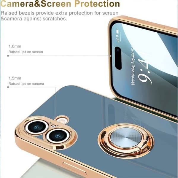 Skyddsskal - BOOLING - iPhone 17 - Mjukt silikon - 360° roterande ring - Blå Blå