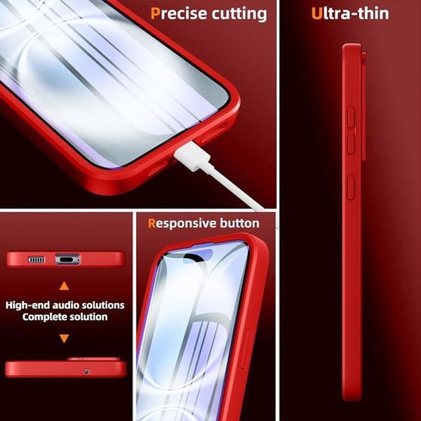 Skyddshölje för iPhone 17 - BOOLING - 360° Modell - Röd - Stötresistent - Hård Röd