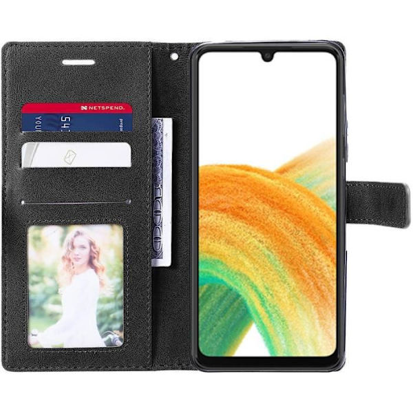 Fodral till Samsung Galaxy A33 5G Flip Fodral Flap Syntetläder Brun-Svart kastanj