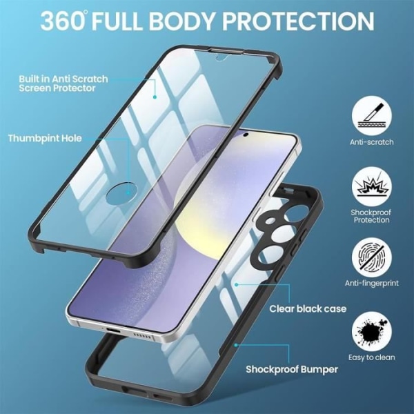 Helt fodral för Samsung Galaxy S24 Plus (Galaxy S24+) - 360° stötsäkert skydd - Svart