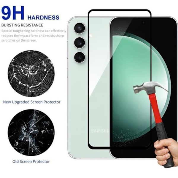 Helt härdat glas för Samsung Galaxy S23 FE - BOOLING - Set med 2 - 9H Skydd - Svart Transparent med svart kant