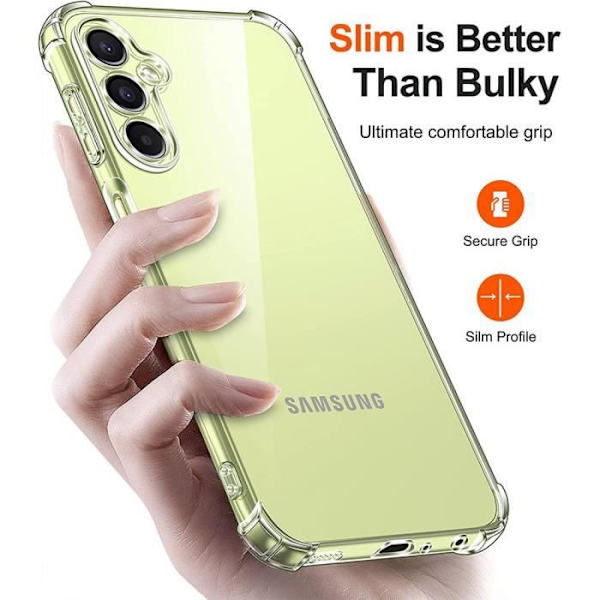 Fodral för Samsung Galaxy A24 + 2 härdade glasögon, förstärkt skydd TPU fodralpaket Transparent