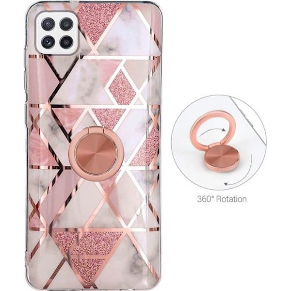 Silikonfodral till Samsung Galaxy A22 5G Rosa färg Stötsäkert med stödring Rosa