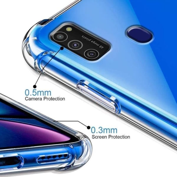 För Samsung Galaxy A21s (SM-A217F) 6,5 tums genomskinligt stötsäkert skyddsfodral, genomskinligt, Samsung Galaxy A21s (SM-A217F)