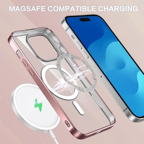 Cover til iPhone 15 Pro Max, stødsikker beskyttelse Pink Contour med magnetisk cirkel