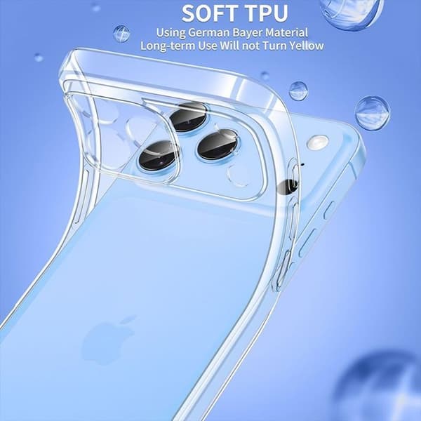 Skal för iPhone 18 Pro Max, Stötsäker Silikon Slim Transparent - 2 Härdat Glas Transparent