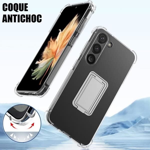 Coque - Silikon - för iPhone 15 - Slim - Transparent - Inbyggt Fällbart Stöd Transparent
