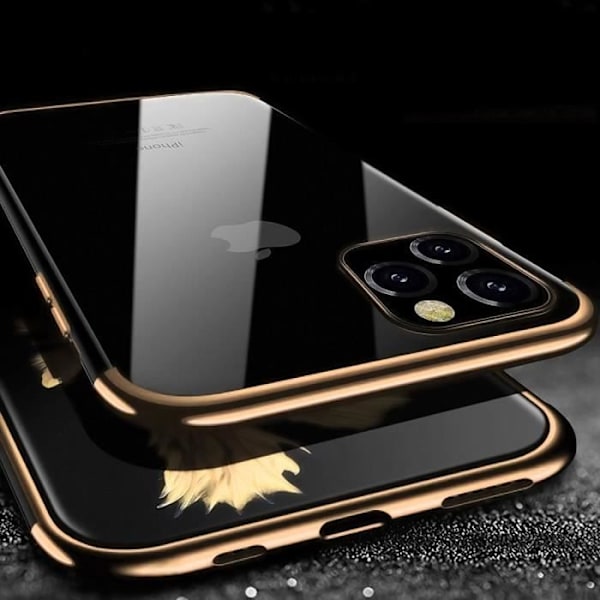 Fodral för iPhone 12 Pro Max (6,7") Set med 2 härdade glasögon Chrome Edge Silikon Stöttålig guld gyllene