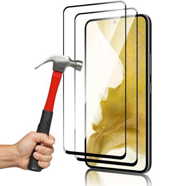 Härdade glasögon för Samsung S22 - PROSHOP - Set med 4 - 3D-skydd - 9H Resistance - Transparent Transparent med svart kant