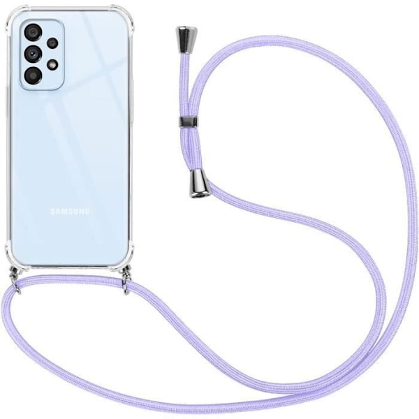 Stötsäkert mjukt skyddsfodral för Samsung Galaxy A13 - BOOLING - Genomskinlig med lila snodd Lila