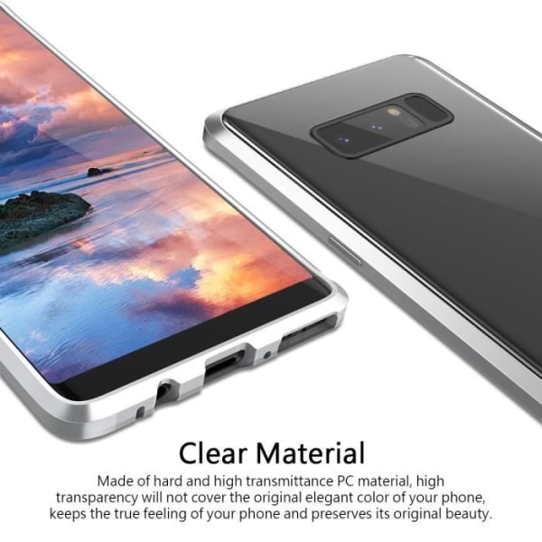 Samsung Note8 2 i 1 hårt fodral med löstagbar magnetram PC Transparent baksida Stötsäker Silver