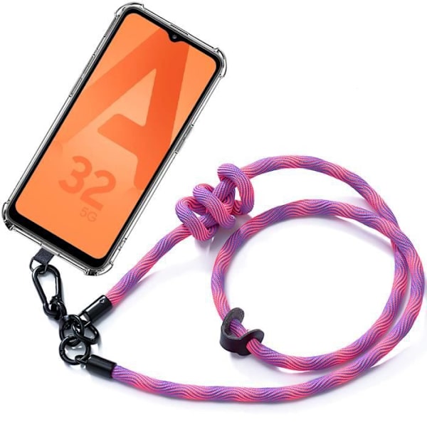 Lanyardfodral för Samsung Galaxy A32 5G Stötsäkert Anti-Scratch med löstagbart snodd Rosa